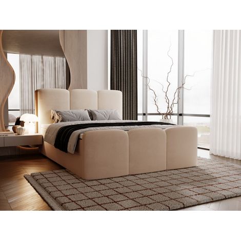 Lit continental Campi avec rangement 140 x 200 double, velours, beige (1/5)