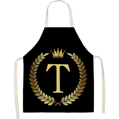 Tablier de cuisine en lin - Tablier sans manches en coton et lin imprimé de lettres