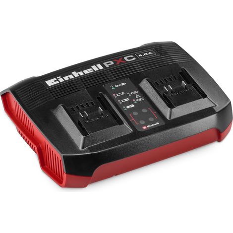 Einhell Chargeur Double Power X-Twincharger 4A PXC (18V, Charge simultanée de 2 Batteries 18 V, système de Gestion de Charge, Mode Refresh) (1/5)