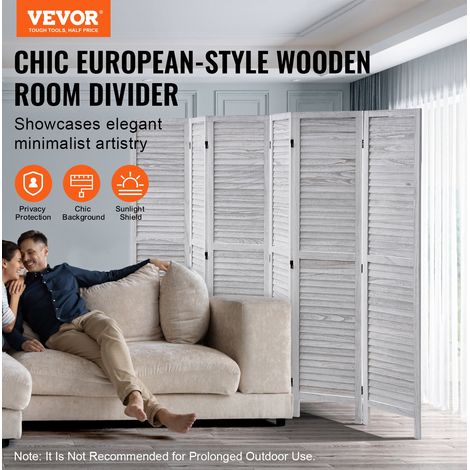 Cloison de Séparation en Bois, Séparateur de Pièce Pliable à 6 Panneaux, Paravent de Confidentialité Intérieur à Volet 170 cm de Ha… (1/5)