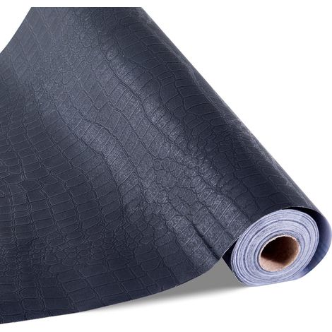 Papier Peint Autocollant 40cm x 10m Effet Texturé Noir Imperméable,Vinyle Décoratif Facile à Nettoyer pour Chambre Cuisine Bureau Salle de Bain (1/5)