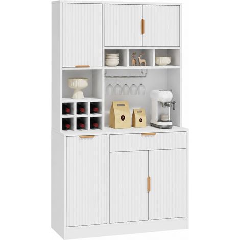 Hochschrank mit Verstellbaren Einlegeböden, Gläserhalter und USB-Anschlüssen, Spanplatte, Weiß, 100 x 40 x 175 cm (1/5)