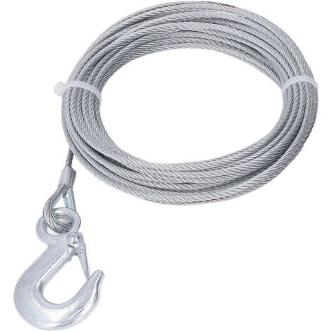 QORVA- Câble métallique de treuil 4mm x 12m – Acier inoxydable galvanisé – Charge max 2000 LBS – Résistance à la rupture 900 kg - 2000LBS