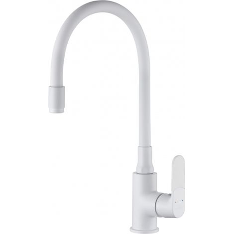 Grifo para fregadero de cocina Joga Plus con caño flexible, blanco (1/2)