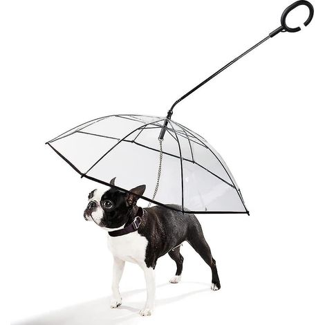 Hunde-Regenschirm, transparent, faltbar und wasserdicht, Welpen-Regenschirm mit verstellbarem Griff.
