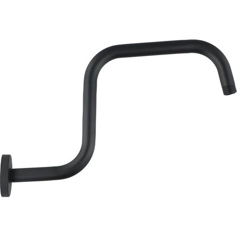 Bras d'extension pour pommeau de douche effet pluie de 13 pouces, support de douche à fixation plafond avec bride, acier inoxydable chromé haute pression (noir) (1/5)