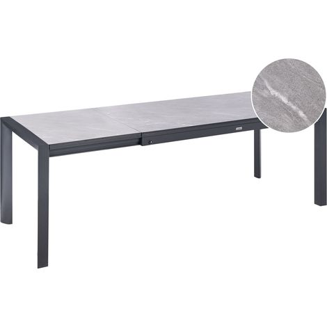 Tavolo da giardino allungabile con piano in HPL e struttura in alluminio 160/220 x 90 cm Resistente ai raggi UV Grigio Binasco (1/5)