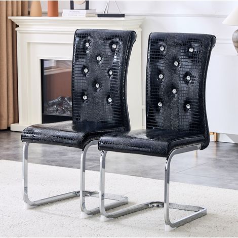 Esszimmerstuhl gepolstert mit PVC-Bezug Chromgestell OKMYHOME (1/5)