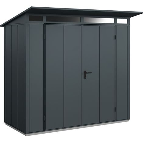 Hörmann Metall-Gerätehaus Berry Modern mit Pultdach Typ 1, 248 x 153 cm, anthrazitgrau, 3,8 m², 2-flüglige Tür (1/5)