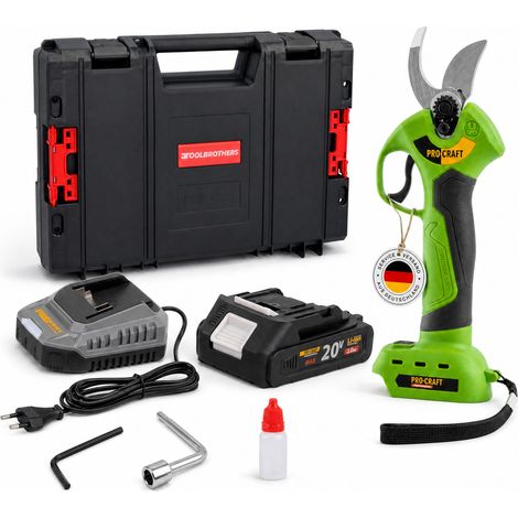 Procraft ES28Li bb Akku Astschere Gartenschere 20 V 25 mm + 1x Akku 2,0 Ah + Ladegerät + RHINO Toolcase (1/5)