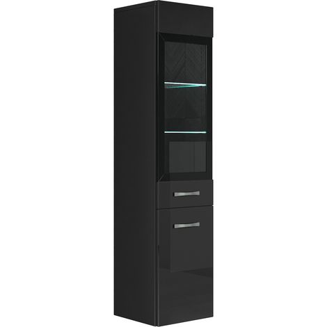 Badezimmer Schrank Rio 131 cm Hochglanz Schwarz Fronten – Regal (1/5)