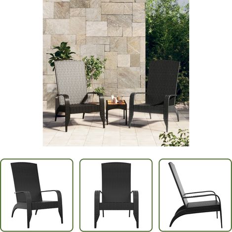 Chaise longue - Chaise de jardin Adirondack en polyrotin noir (1/5)