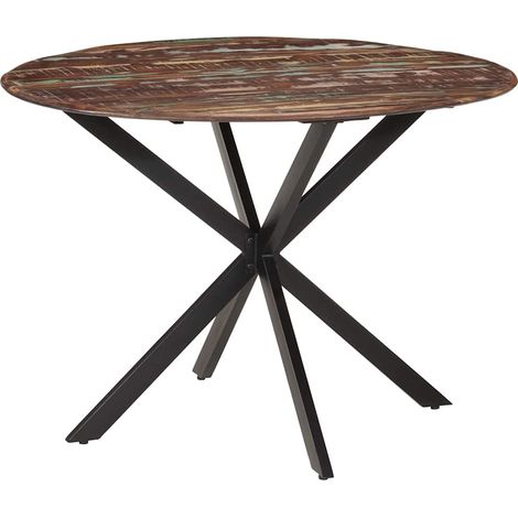 Esstisch Ø110x78 cm Altholz Massiv und Stahl vidaXL