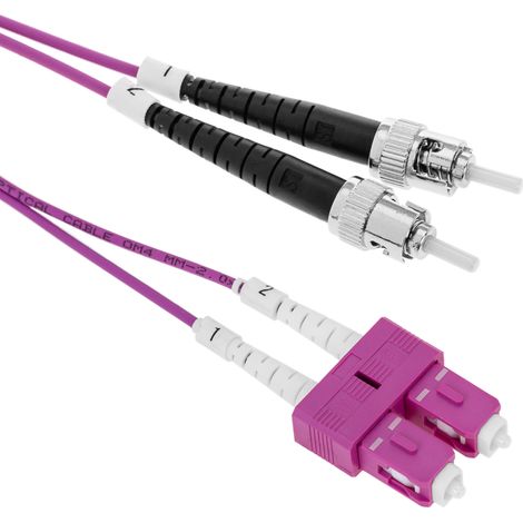 BeMatik - Câble de fibre optique OM4 Duplex Multimode (MM) ST vers SC 1m (1/5)