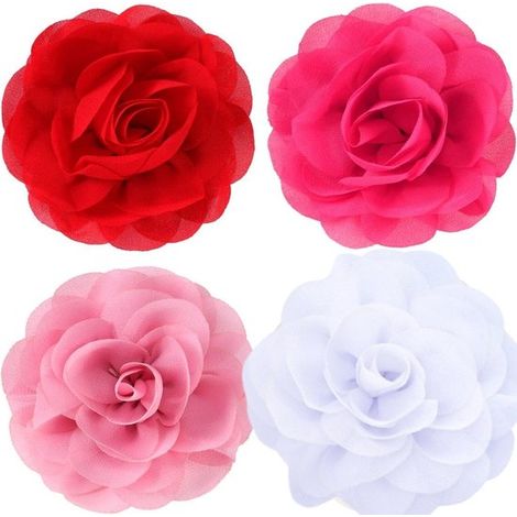 Set di 4 pezzi composto da fiocchi e collari per cani, set colorato con decorazioni floreali per i fiocchi, per cuccioli e gatti (luminosi) (1/5)
