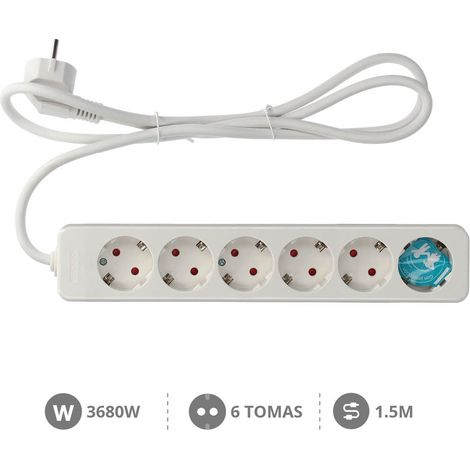 Base múltiple 6 enchufes 1.5m cable GSC 0800216 (1/2)