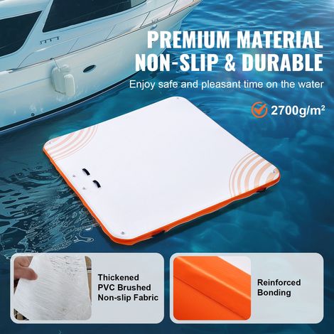 Plateforme flottante gonflable 2,1x2,1m, radeau îlot aquatique anti-dérapant avec sac transport et échelle amovible pour piscine plage mer (1/5)