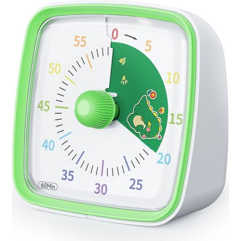 Timer con motivo dinosauri - Timer - Timer da cucina - Sveglia - Timer con luce notturna - Timer visivo da 60 minuti - Timer educativo - Verde (1/5)