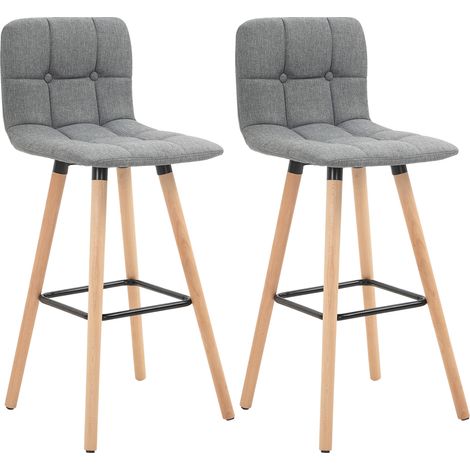 Lot de 2 tabourets de bar KEYA gris (1/5)