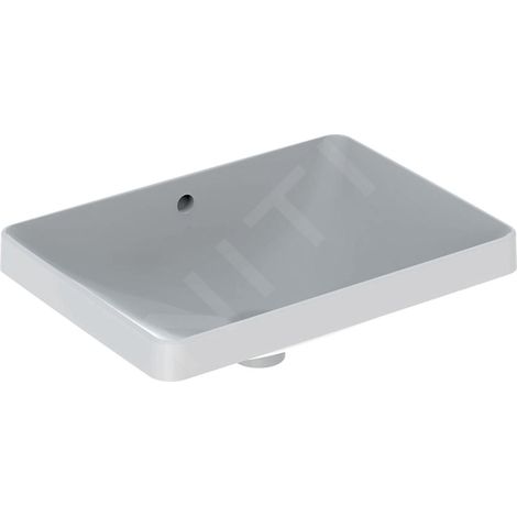 Geberit – Lavabo encastré rectangulaire 55x40cm – Céramique sanitaire blanche – Sans trou – Rebord fin – Bassin profond (1/6)