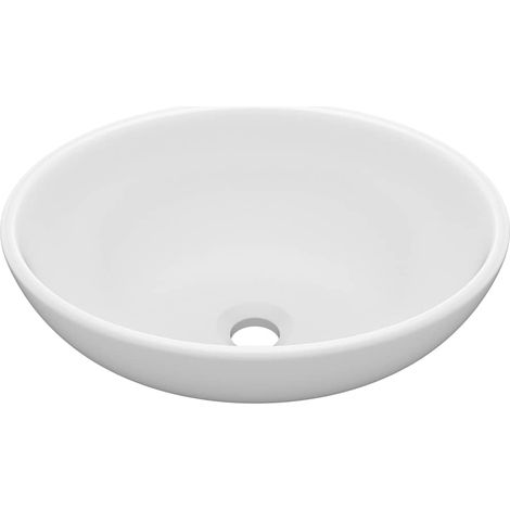 Luxuriöses Ovales Waschbecken/Waschmuschel/Waschtisch Matt Weiß 40x33 cm Keramik (1/5)
