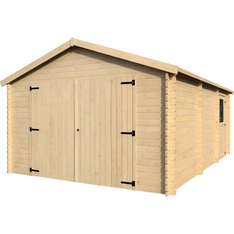 Casetta Garage Box in Legno Abete 34mm da Giardino 4x5 Porta Doppia