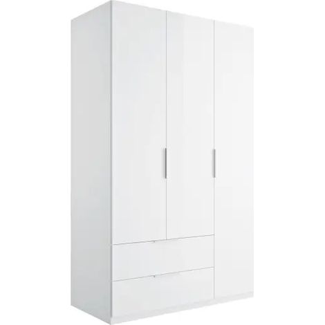 Armadio 3 ante e 2 cassetti cm 122x58 bianco (1/4)