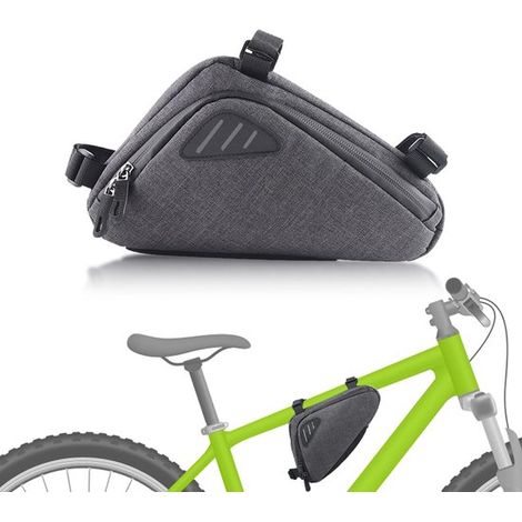 Borsa da telaio per bicicletta, borsa triangolare impermeabile per mountain bike, bici da strada e altri accessori per biciclette, ad alta capacità. (1/5)