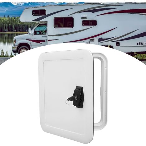 Quadratische Staufachtür mit abgerundeten Ecken, 297 x 350 mm, mit 1 Schlüssel, geeignet für Wohnmobile, Campervans und Wohnwagen (kleine Größe) (1/5)