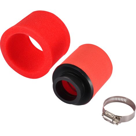 Set of two 38mm red sponge air filters, universal air filters for off-road motorcycles and quads, washable and high flow.--BIEMMEDUE (1/5)