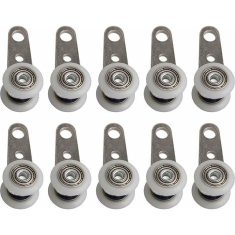 Lot De 10 Roulettes Pour Baies Vitrées Ou Portes Coulissantes - En Métal Et En Plastique - 4,5 X 1,9 Cm (1/4)
