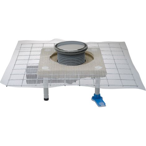 Siphon de terrasse/balcon DN50/75, disconnecteur résistant au gel, grille ronde d 133mm/d112mm, collerette en béton polymère