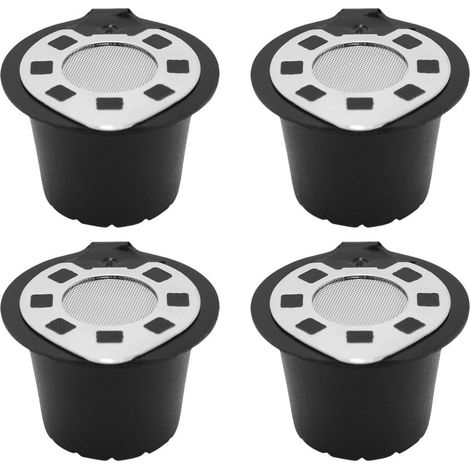 Lot de 4 dosettes de café rechargeables - Passe au lave-vaisselle - Avec couvercle en acier inoxydable (1/3)