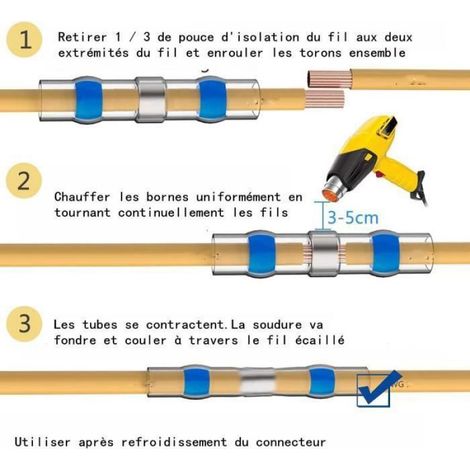 Cosses Électriques - Thermorétractables - Pour Câbles - Marine Automobile - 50 Pièces (1/4)