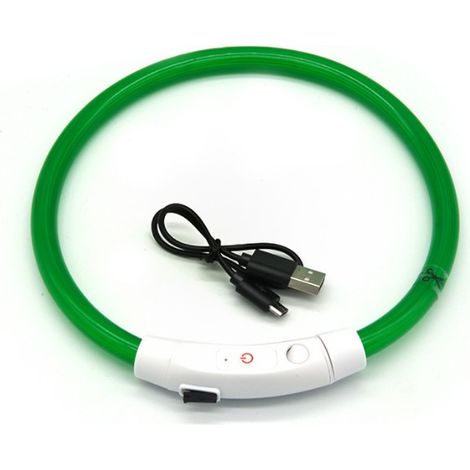 Collar luminoso para perros con iluminación LED recargable por USB, recortable individualmente para perros pequeños, medianos y grandes. (verde) (1/4)