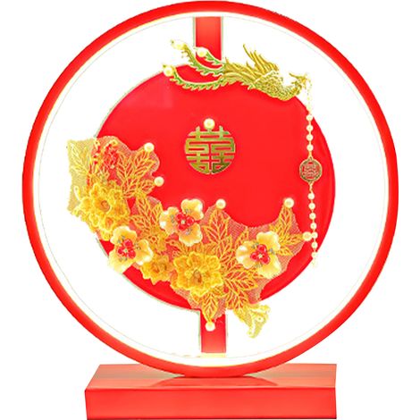 Lampe de chevet de mariage, Table de chambre à coucher, bureau, décoration festive, métal rouge, cadeau, lumière douce et brillante