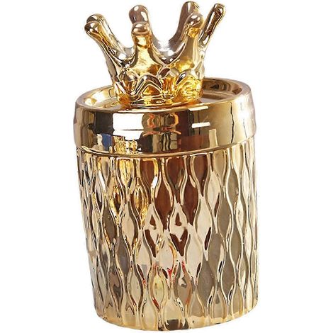 Aufbewahrungsbox, Vorratsglas, Tee-Dekor, Kerzenhalter, goldenes Dekoglas aus Keramik für Wohnzimmer, Schreibtisch, Schminktisch-crown decor (1/5)