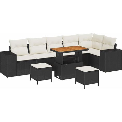 Maison Exclusive - Set Divano da Giardino 9 pz 6-Numero di posti Nero e Crema (1/5)
