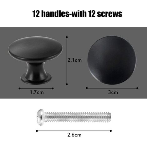 Set di 12 pomelli vintage in ottone anticato per cassetti, diametro 30 mm, maniglie per mobili da cucina e ante di armadi (neri) (1/4)