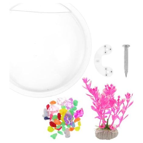 Wall-Mounted Aquarium, Clear Acrylic, 17cm Diameter, For Goldfish and Plants, Indoor Decoration (1/5)