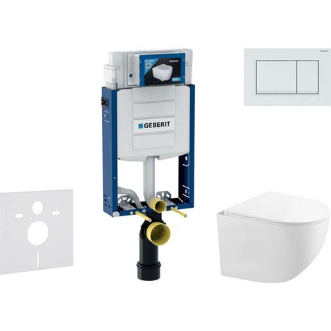 Geberit Kombifix - Set de bâti-support, cuvette compacte Gaia et abattant softclose, plaque de déclenchement Sigma30, blanc/blanc mat SANI15CA3130 (1/5)