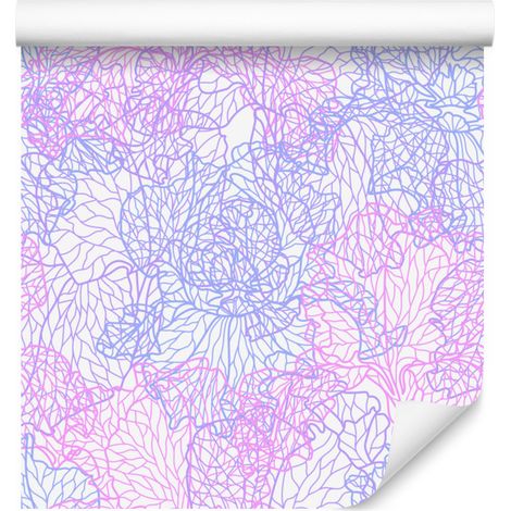 Carta da parati con fiori di lavanda e blu per soggiorno e camera da letto, 50x1000 cm (1/5)