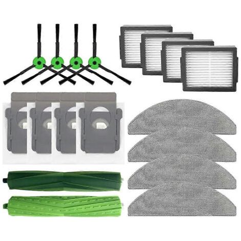 Pièces de rechange pour aspirateur robot iRobot Combo I5 / i5+ / J5 / J5+ : brosse latérale principale, filtre HEPA, lingettes de nettoyage, sacs à poussière