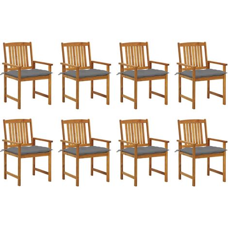 Lot de 8 Chaises de jardin avec coussins - Chaises d'extérieur pour terrasse/jardin Bois d'acacia solide BV597016 - BonneVie (1/5)