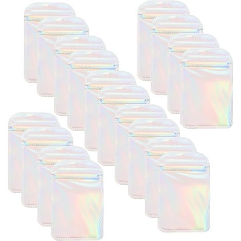 Lot de 50 sachets à bijoux holographiques refermables avec fermeture, en plastique résistant et (1/5)