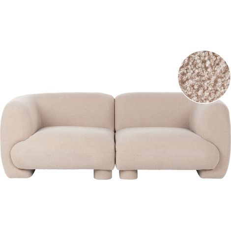 2 Setaer Beige Boucle Modular Single Low Profile Curved Organic Style MJALBI