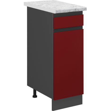 Mueble bajo de cocina R-Line, Rojo, 30 cm ET Mármol, Vicco