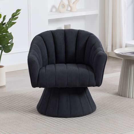 Un élégant fauteuil pivotant à 360°, doté d'une assise et d'un dossier ergonomiques, d'accoudoirs enveloppants et d'une base robuste — un choix idéal pour les bureaux, les salons ou les espaces de tra (1/4)