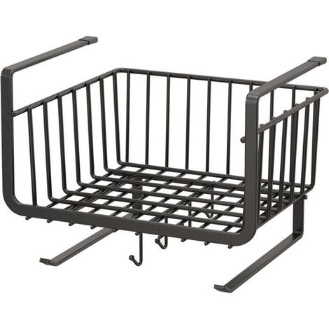 Schubladenkorb mit Haken, Papierrollenhalter, Unterschrank-Organizer, 28 cm, schwarz - Crezuo