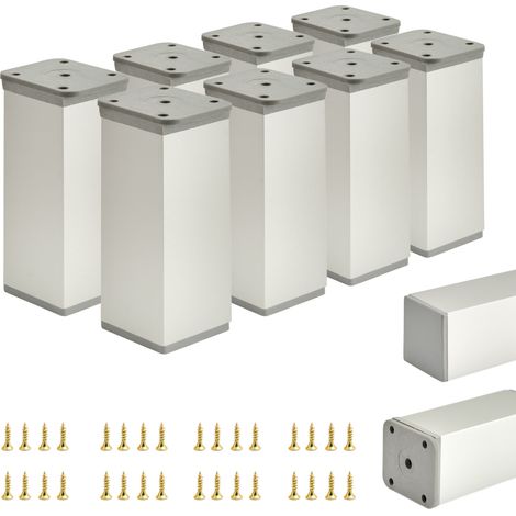 8 x Basic-Möbelfüße Querschnitt 40 x 40 mm Höhe 100 mm Farbe: Aluminium Schrauben inklusive (1/5)
